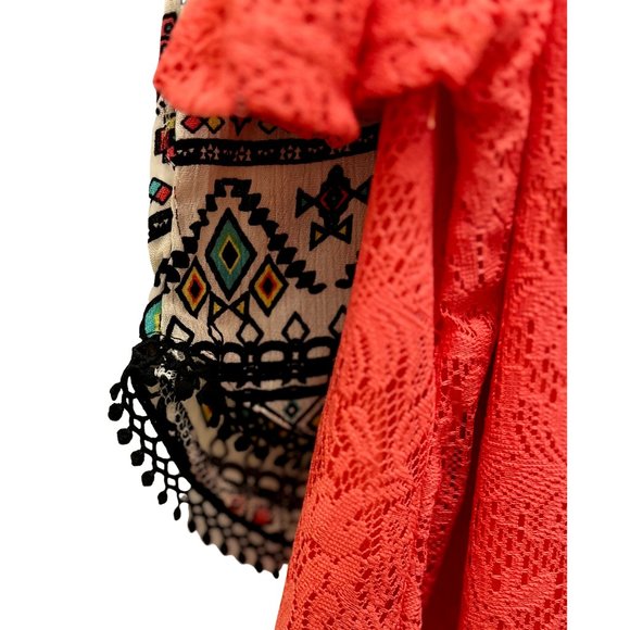 NWT RMLA Girls Red Orange Shorts Set With Necklace Tassels - Picture 5 of 6